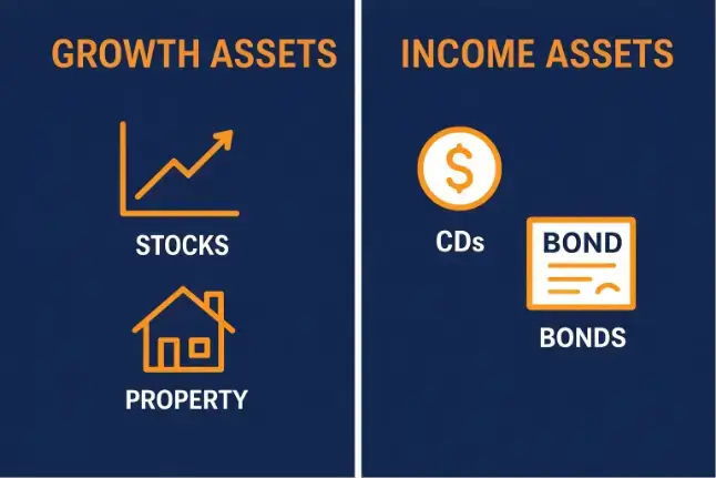 investing for beginners steps growth assets vs income assets beginner investing guide
